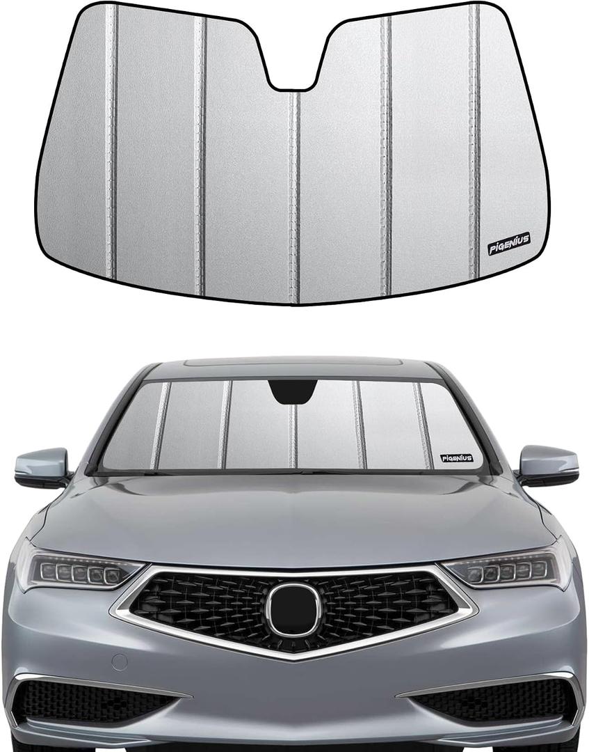 Pigenius Windshield Sunshade for Acura TLX 2021-2025, Premium Grey Leather Finish