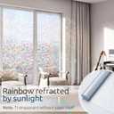 Rabbitgoo Window Privacy Film Rainbow Film Decorative Window Sticker, 3D Static Stained Glass Cling Tint for Home Heat Control Non-Adhesive, 29.5 x 118.1 inches