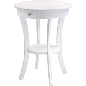 Winsome Sasha Round Accent Table with Drawer and Shelf, for Bedroom, Living Room, White