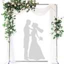 Wedding Arch Backdrop Stand,7x5 FT Metal Arch Backdrop Stand for Ceremony, Stainless Steel Square Backdrop Stand for Parties,Wedding,Birthday,Anniversary,Baby Shower,Garden Decorations