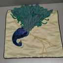 vctops Embroidered Peacock Decorative Throw Pillow Case Silky Satin Cushion Cover Peacock 2 18"X18"
