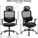 Office Chair Ergonomic Desk Chairs with Adjustable Lumbar Support & Headrest, Mesh High Back Home Office Desk Chairs with Adjustable Height Armrests, Comfy Swivel Task Computer Chair