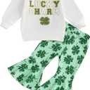 Toddler Bell Bottom Outfits Girl Fall Winter Flare Pant Sets Baby Long Sleeve Pullover Sweatshirts Top 12-18M
