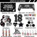 18th Birthday Decorations For Boys Includes Banner, Backdrop, Tablecloth, Latex Balloons, Foil Balloons, Cake Topper, Cupcake Toppers & Hanging Swirls