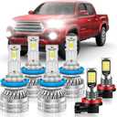 Fit for Toyota 2016-2023 Tacoma Hi/Lo Beam Fog Light Bulb Combo, 800% Brightness, Dual-sided 3570 Chips, 6000K White, 60000HRS Long Lifespan, Plug-and-Play, Pack of 6