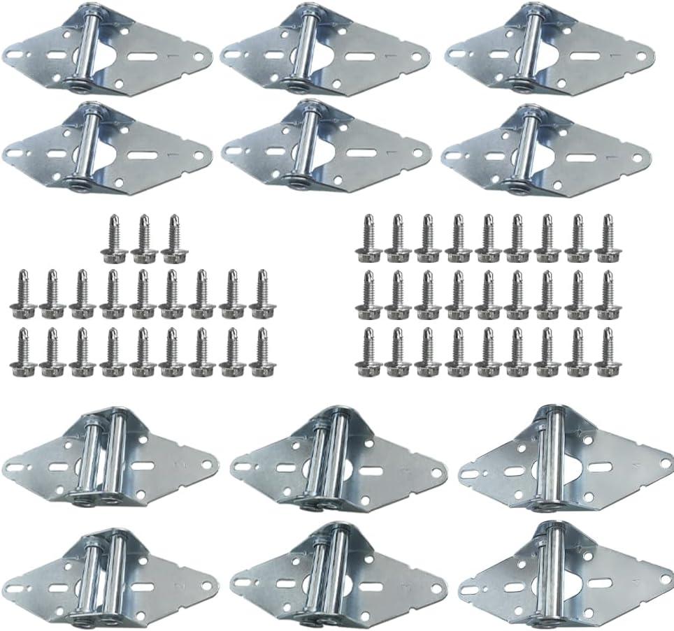 12 Pcs Garage Door Hinges Kits for 8' Height Garage Doors with Galvanized Finish Heavy Duty 14 Gauge Steel Corrosion Protection Suitable for Residential/Light Commercial Garage Door Replacement