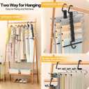 Pants Hangers Space Saving - 2 Pack Closet Organizer and Storage Jean Hangers, Stainless Steel Anti-Slip Clothes Hanger Scarf Holder for Pants Jeans Leggings Trousers Pant Rack, Black