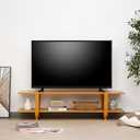 Bamboo TV Stand for TVs up to 65", Accent Entertainment Center with Storage, Media Console Table with Shelf, Modern TV Stand for Living Room, Bedroom, 55"(L), Burlywood