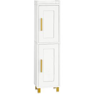 HOOBRO Bathroom Storage Cabinet, Small Corner Floor Cabinet with 2 Doors and Adjustable Shelf, Narrow Bathroom Toilet Paper Storage Furniture, for Small Space, Restroom, 5.9 x 7.9 x 31.5 Inches, White