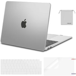 MOSISO Compatible with MacBook Air 13 inch Case M1 Chip 2021-2018 Release A2337 A2179 A1932, Plastic Hard Shell&Keyboard Cover&Screen Film&Storage Bag for MacBook Air 13.3 inch Case, Frost
