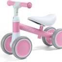 COOLBEBE Baby Balance Bike for 1 Year Old Boys Girls Gift, 2 Year Old Toddler Balance Bike with 4 Silent Wheels, One Year Old Birthday Gift Children for 12M-36M Pre-School (Pink)