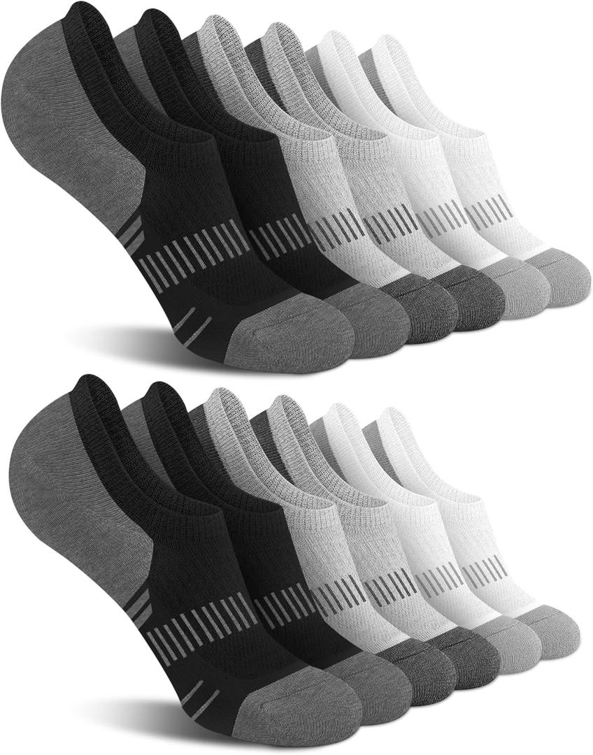 YSense 12 Pairs No Show Socks Women, Low Cut Invisible Cotton Non Slip Thin Short Ankle Flat Casual Socks for Women Men Loafers Sneakers Boat Shoes