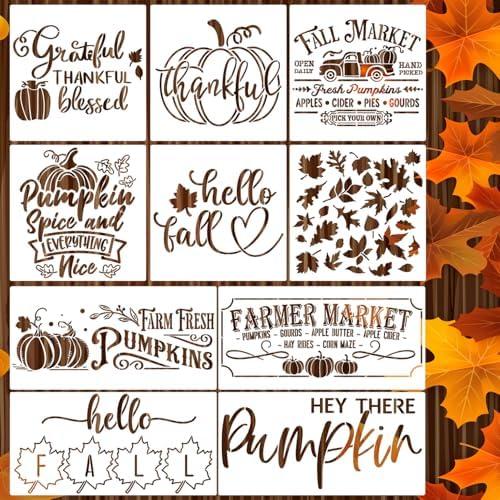 Fall Stencils for Crafts Reusable Pumpkin Stencil Hello Fall Stencils for Painting on Wood Signs Door Hanger Canvas Fabric DIY Crafts