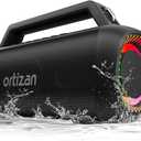 Ortizan Portable Bluetooth Speaker Loud, 80W Peak, Bass Up, 20H Playtime, IPX7 Waterproof, RGB Lights, Wireless Stereo Pairing, BT5.3, USB-C, Subwoofer Outdoor Speaker for Camping, Beach, Backyard