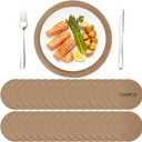 100 Pieces Fall Burlap Placemats, 11.8 Inches Burlap Round Reusable Placemats Brown Table Mats Circle Rustic Table Decorations for Wedding Christmas Dinner Holiday Farmhouse Supplies