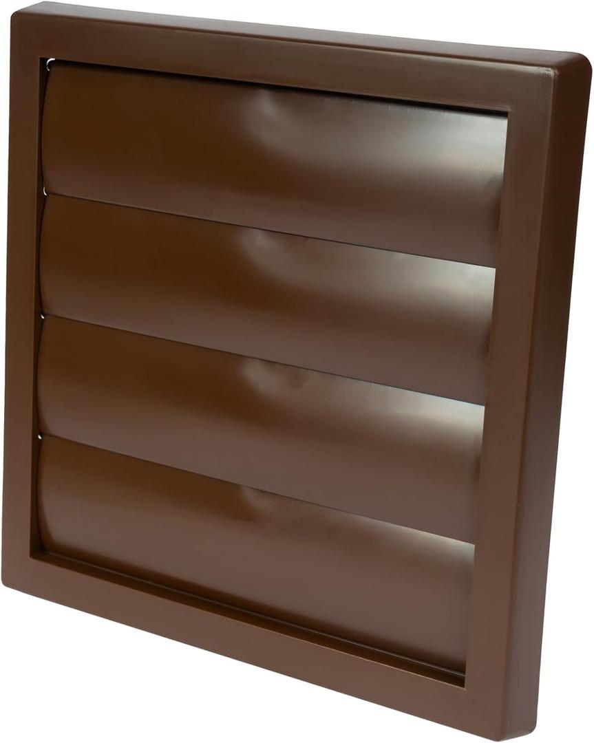 Vent Systems 6" Inch Brown Exhaust Vent Cover - Dryer Vent Hood - Louvered Dryer Duct Vent Cover - Vent Hood Cap - One-Directional Plastic Air Exhaust Grille - HVAC Louver Grill for Exterior Use