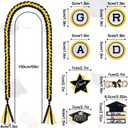 Graduation Leis Class of 2026 Decorations, Handmade Double Braided Graduation Ribbon Leis with Glitter Pins for Him Her High School College Congrats Party Supplies (Black & Gold)