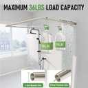 U Shaped Shower Curtain Rod, Brushed Nickel [Both Sides: 23"-52", Middle: 31"-46.5"] Adjustable Outdoor Shower Rod Corner Curtain Pole for Bathroom Bathtub with Ceiling Support & 12 Hooks