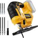Jig Saw Compatible With Dewalt 20V Battery, NATBEESY Brushless Cordless jig saw tool, LED Work Light, 45 Beveled Cuts, Variable Speed 2900RPM, 3 Orbital Action, 6 Blades for Cutting (NOT Battery)