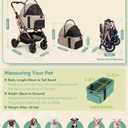 Small Dog Stroller, 5-in-1 Foldable Pet Stroller for Small Dogs Cats 10-20 lbs - 1-Click Fold Without Detaching Carrier, Removable Waterproof Carrier, All Terrain 4 Wheels for Outdoor Travel, Khaki