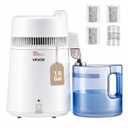 VEVOR Water Distiller, 6L/1.6 Gallon Large Distilled Machine, 900W Distilling Water Maker, 304 Stainless Steel Interior Stiller with Plastic Container, Countertop Distiller for Home, White