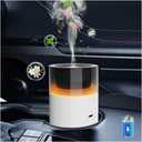 HODEMI Car Diffuser with Auto Start-Stop, Cool Mist Portable Mini Humidifier with Memory Function,Battery-Powered Oil Diffuser with 8-Color Ambient Ligh for Car, Home, Office, and Travel (White)