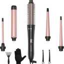 5 in 1 Curling Wand Set with Thermal Brush & Ceramic Barrels (0.35"-1.25"), Instant Heat Up, Dual Voltage Hair Curler, Perfect for Long Short Hair, and All Hair Types, Gift for Women