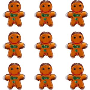 Pandahall 20Pcs Christmas Gingerbread Man Lampwork Glass Beads Handmade Mini Xmas Gingerman Loose Beads Murano Glass Spacer Beads for Jewelry Making Bracelet Necklace DIY Crafts