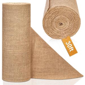 12" x 10 yd Burlap Table Runners, Jute Burlap Runner for Table, Fabric Roll with Finished Edges, Ideal for Weddings, Placemats, Crafts, Home Decoration, Gardening