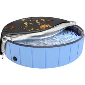 Foldable Dog Pool Cover, Hyperzoo Swimming Pool Cover for Kids and Pets, Collapsible Dog Bath Pool Cover, Inflatable Paddling Cover, Tear Resistant Fade Resistant Waterproof Prevent Leaves (63inch)