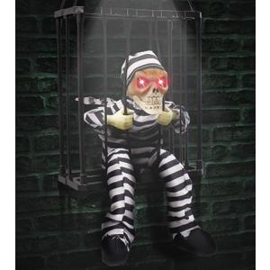 Screaming Animated Halloween Decorations, Halloween Decor Prop with Motion Sensor, Scary Skull Cage Prisoner Haunted House Decor, Spooky Hanging Ghost Halloween Decorations Outdoor Indoor