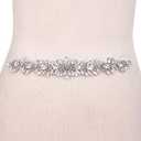 Crystal Rhinestone Applique Belt Luxury Shining Trims 1 Yard for Bridal Wedding Dress- Silver-1 Yard(1.25" x9.65")