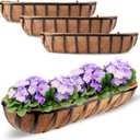 4 Pcs 30 Window Box Deck Railing Planter with Coco Liner for Outdoor Balcony Porch Fence Patio Rail