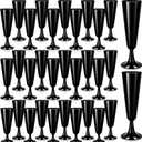 Domensi 200 Pack Black Champagne Flutes Bulk Plastic Disposable Champagne Glasses 5.5 oz Plastic Mimosa Glasses Wedding Cocktail Cups for Engagement Birthday Graduation Decor 2026 Party Supplies