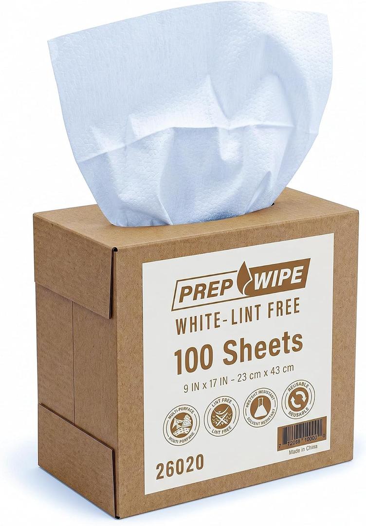 Lint Free Cleaning Towels, Heavy Duty Cleaning Cloths, Lint Free Wipes, Cleaning Cloths for House & Industrial Use, Disposable Cleaning Rags, Pack of 100 Sheets 9" x 17" (White) 26020