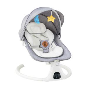 Baby Swing for Infants & Toddlers, Electric Bouncer with Remote Control, 3 Seat Positions, 5 Speeds, 5-Point Harness, Grey