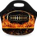 Boys Lunch Bags Reusable Waterproof Neoprene Kids Lunch Box Rugby in Fire Lunch Tote Organizer for Work Outdoor Travel Camp Picnic
