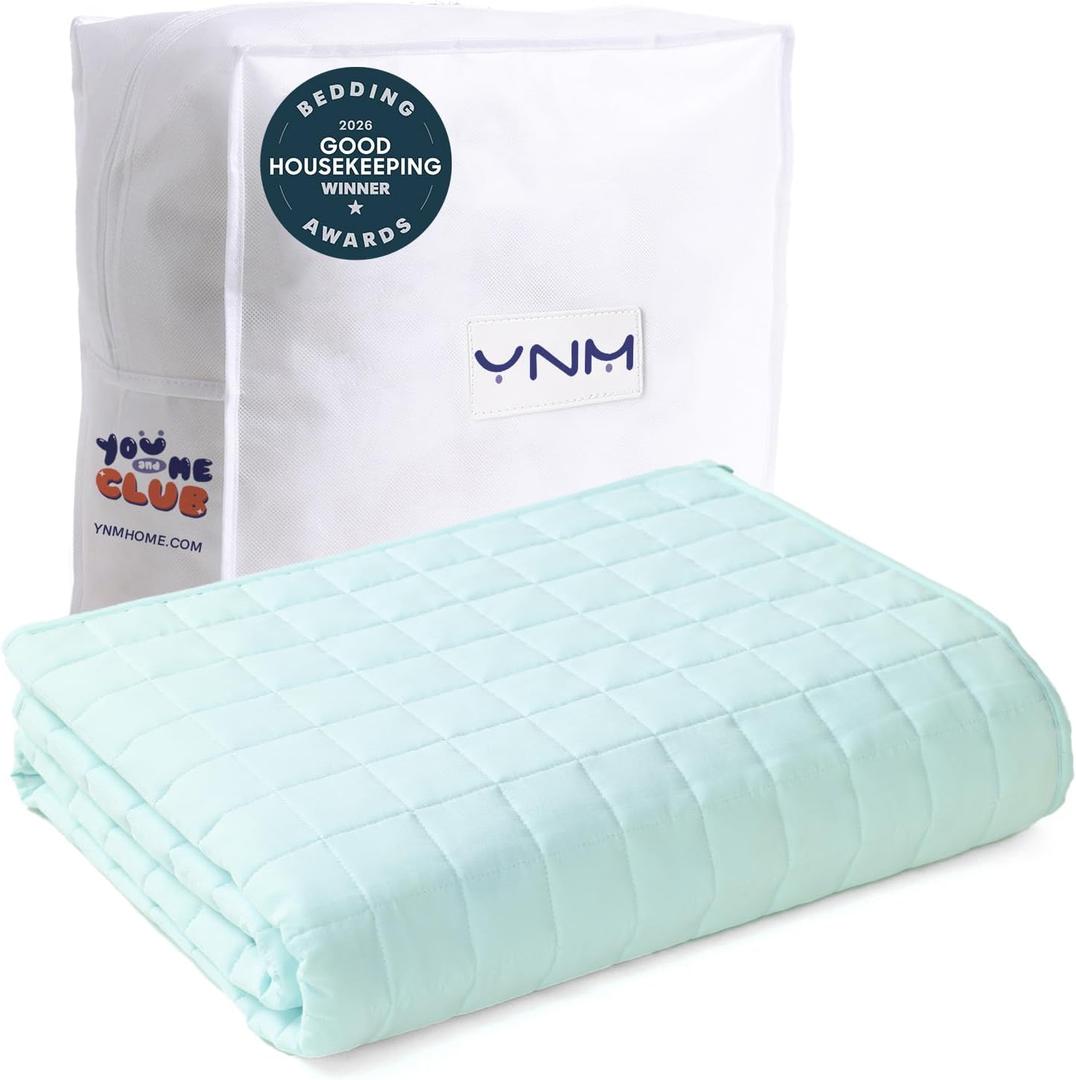 YnM 25lbs Weighted Blanket for Adults, Heavy Bed Throw Blanket with Cooling Glass Beads for All Season Use, Ideal for ~240lbs (60x80 Inches, Queen, Mint Green)