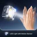 Rechargeable Headlamp with Cob LED Light, 600 Lumens Small Clip Flashlight with Magnetic Base, IP68 Waterprooft Motion Sensor Head Lamp with Red Light for Work & Outdoor.