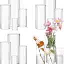 Fixwal 16pcs Clear Glass Cylinder Vases, 4, 6, 8, 10 Inch Tall Cylinder Vases for Centerpieces, Glass Flower Vase Floating Candle Holder Vase for Table Shelf, Party, Wedding, Home Decor