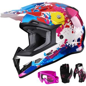 GLX GX623 Youth ATV/Dirt Bike Helmet Combo - Graffiti, Small - DOT