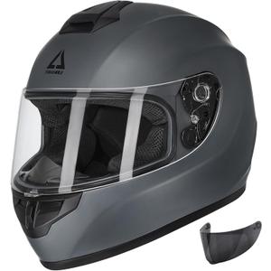 TRIANGLE Motorcycle Helmets Full Face Motorcycle Helmet for Men & Women with Tinted and Clear Visor Meet Dot Approved (Small, Matte Gray)