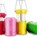 Lichamp LED Camping Lantern, 4 Pack Battery Powered Flashlight for Power Outages, Portable Collapsible Hanging Light Essential for Home, Outdoor, Emergency Lamp Survival Kit Gear for Hurricane, C1 (Pink, Light Pink, Yellow, Green)