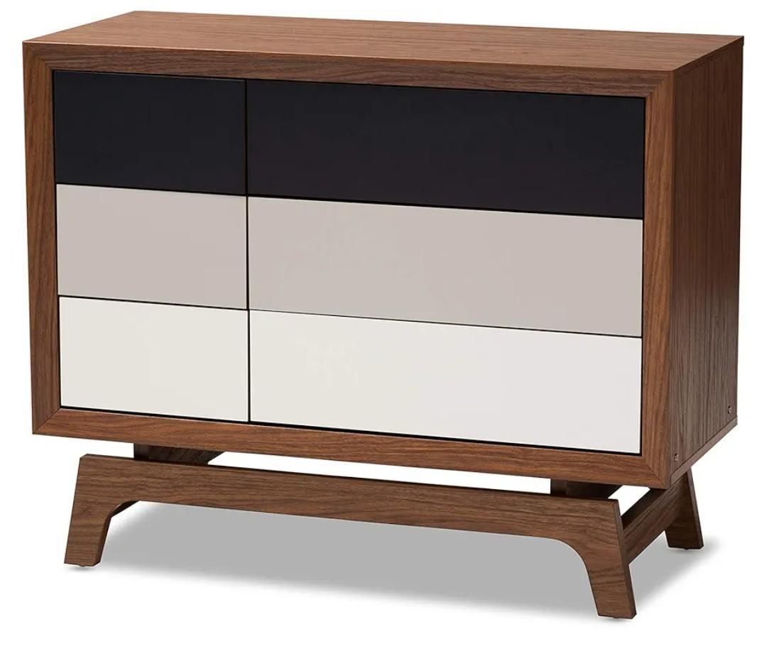 Baxton Studio Chest Walnut/White/Gray