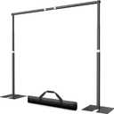 EMART Heavy Duty Backdrop Stand for Parties, 8.5x10 ft Pipe and Drape Adjustable Back Drop Stand Kit with Flat Base, Sturdy Photo Background Frame DIY Pole for Flower Wall Wedding Curtain (Black)