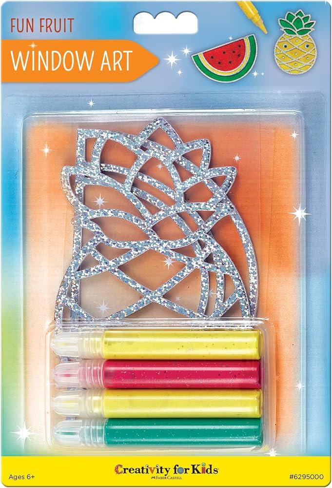Creativity for Kids Window Art Fun Fruits - Paint and Decorate 2 Suncatchers, Create Your Own Window Art for Kids 2 Pack