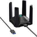 AX1800 USB WiFi Adapter for Desktop PC Laptop, 4 Antenna High Gain Wireless Network Card with Dual Band 2.4GHz, 5GHz, WPA3, USB3.0, Driver-Free for Windows 11/10 Only