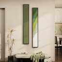 Long Narrow Framed Sage Green Vertical Abstract Wall Art Set, 2 Piece Modern Canvas Prints Paintings Artwork for Walls, Green Minimalist Pictures for Hallway Entryway Living Room Bedroom Wall Decor