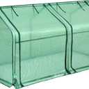 Quictent Portable Mini Cloche Greenhouse w/ Elevated Bottom, Roll-up Zippered Window Waterproof UV-Resistant Hot House for Indoor Outdoor Gaden, Plus 50 T-Shaped Plant Tag, 71" x 36" x 36" (Green)
