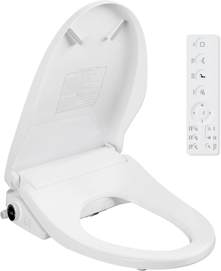 UCALAFEE Electric Bidet Seat Elongated White, Heated Seat with Endless Warm Water & Warm Air Dryer, Self-Cleaning Nozzle with Clean Plus Technology for Enhanced Hygiene
